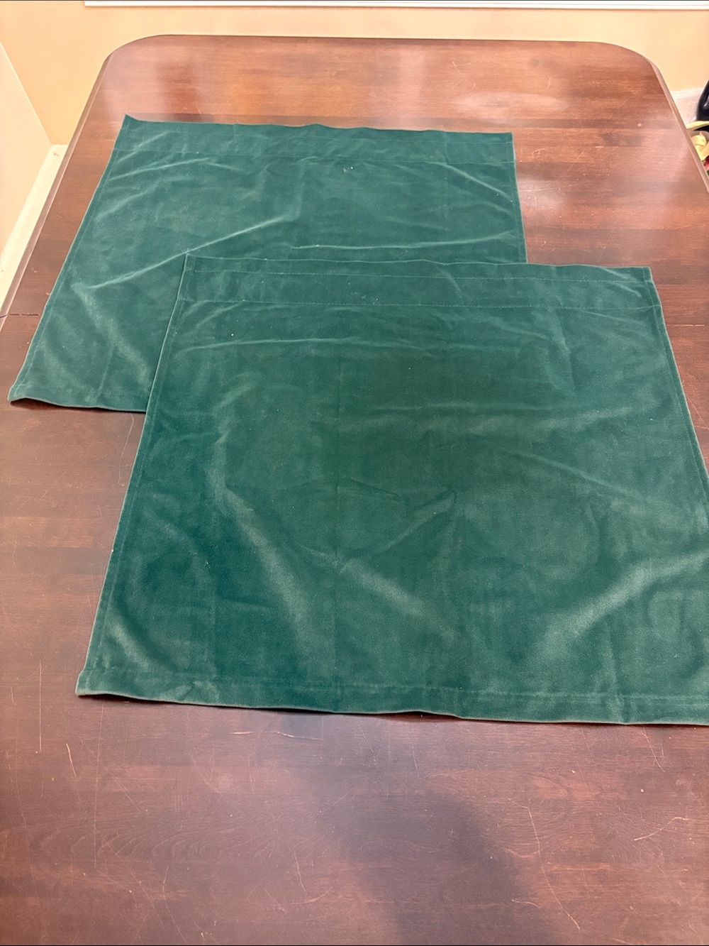 Rich Green Velvet Curtain Panels - Pair